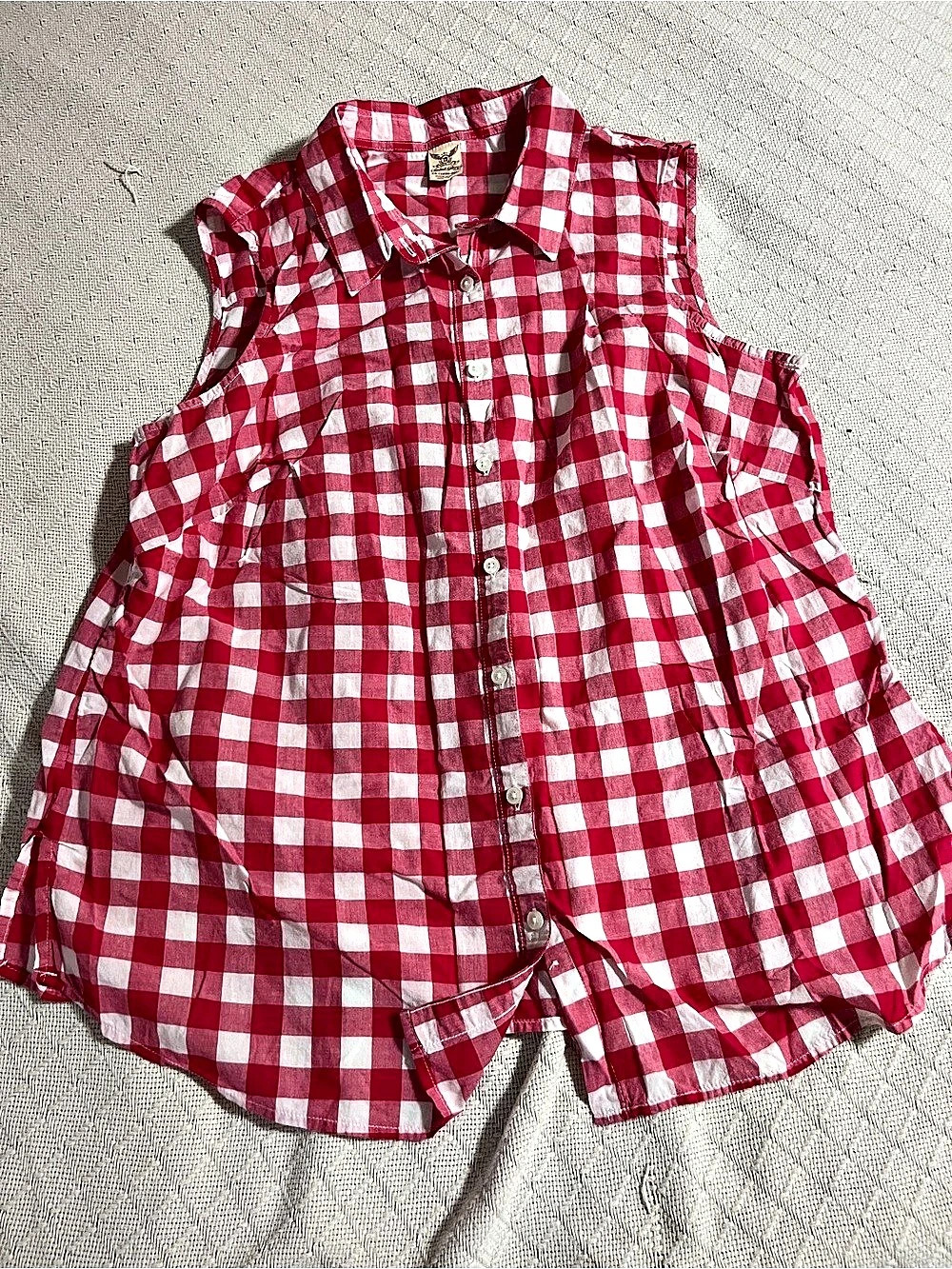 Faded Glory Women’s size 2X Plus Red/White Gingham Sleeveless Button Front